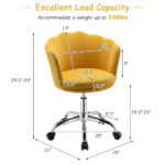 Velvet Upholstered Shell Back Desk Chair with Wheels