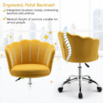 Velvet Upholstered Shell Back Desk Chair with Wheels