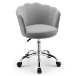 Velvet Upholstered Shell Back Desk Chair with Wheels