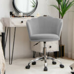 Velvet Upholstered Shell Back Desk Chair with Wheels
