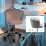 Velvet Upholstered Shell Back Desk Chair with Wheels