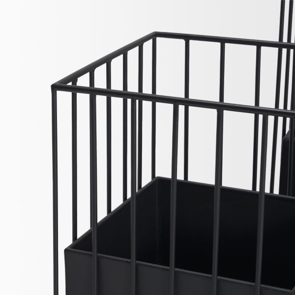 Verna Matte Black Wire Cage Metal Planters Set of 2 5