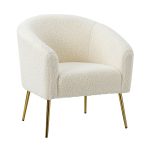 Vicenza Ivory Sherpa Fabric Barrel Accent Chair