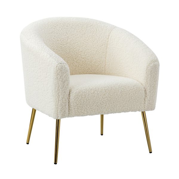 Vicenza Ivory Sherpa Fabric Barrel Accent Chair 1