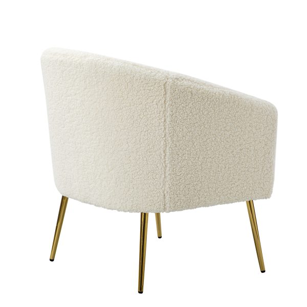 Vicenza Ivory Sherpa Fabric Barrel Accent Chair 2