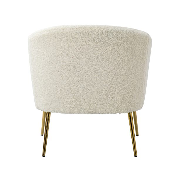 Vicenza Ivory Sherpa Fabric Barrel Accent Chair 3
