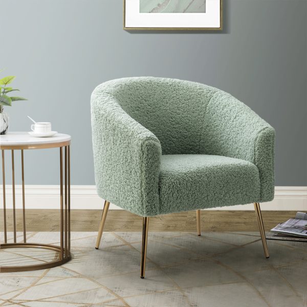 Vicenza Sage Sherpa Fabric Barrel Accent Chair