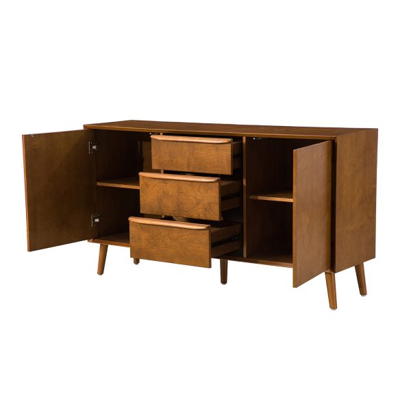 Victor Acorn Mid Century Modern 3 Drawer 57 Inch Wide Sideboard 4