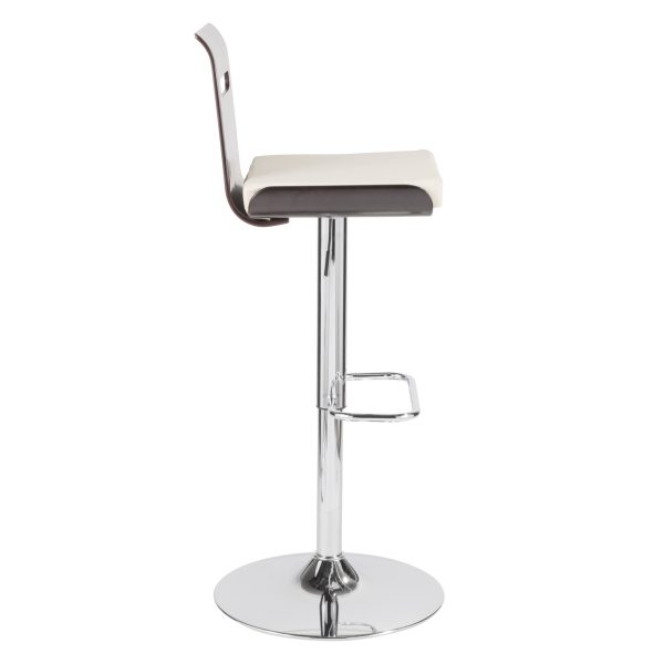 Viera Wenge and White Faux Leather Mid Century Modern Barstool 1