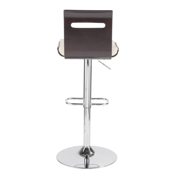 Viera Wenge and White Faux Leather Mid Century Modern Barstool 3