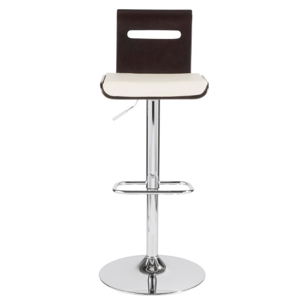 Viera Wenge and White Faux Leather Mid Century Modern Barstool 4