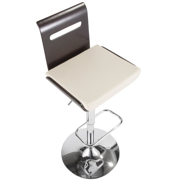 Viera Wenge and White Faux Leather Mid Century Modern Barstool 5