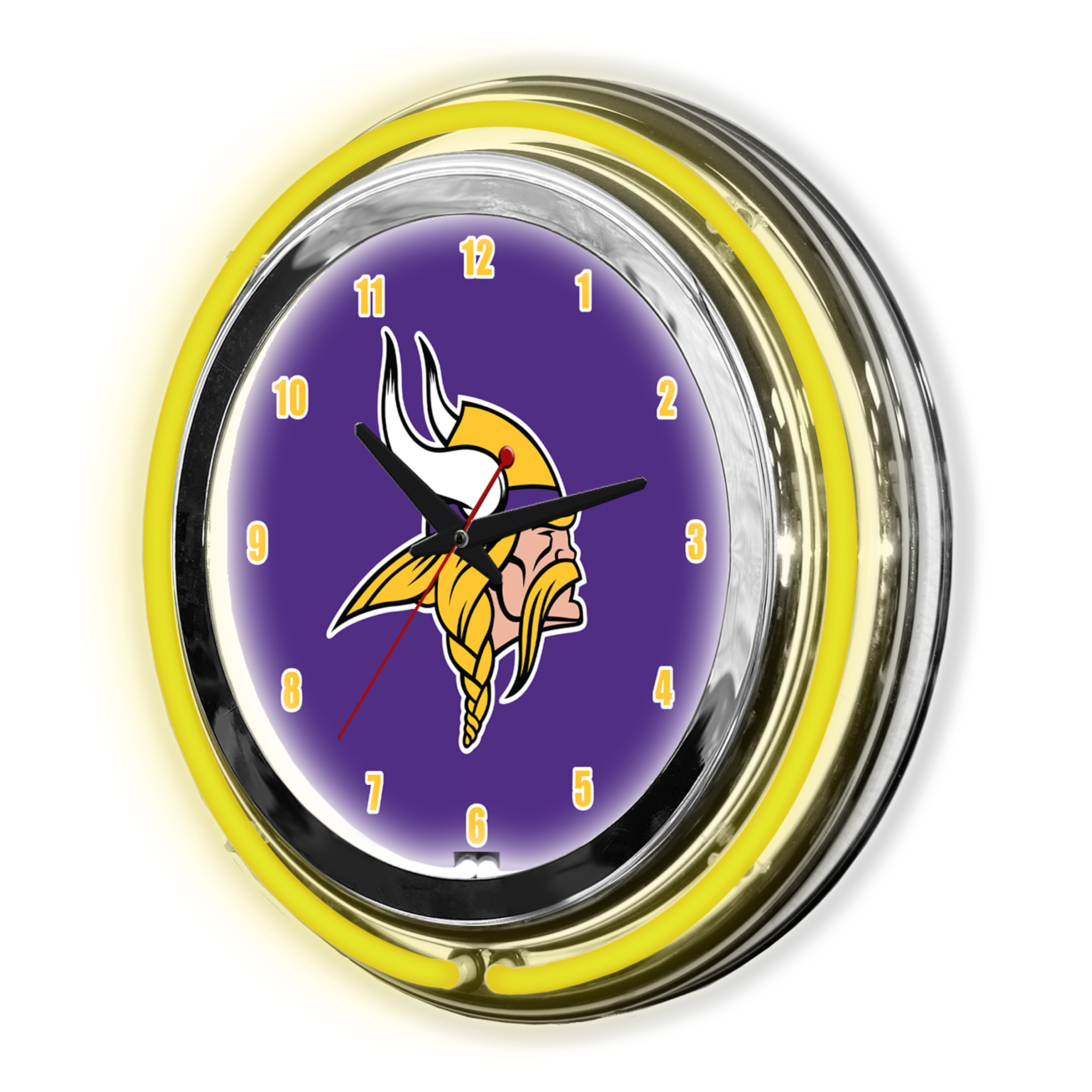 Vikings 14" Neon Chrome Clock NFL Licensed Team Colors 3 Vikings 14" Neon Chrome Clock NFL Licensed Team Colors - Image 3