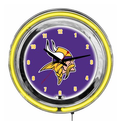 Vikings 14" Neon Chrome Clock NFL Licensed Team Colors