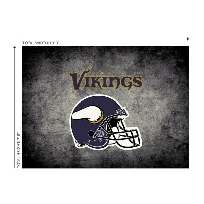 Vikings 8x11 Distressed Officially Licensed Area Rug Minnesota Collection
