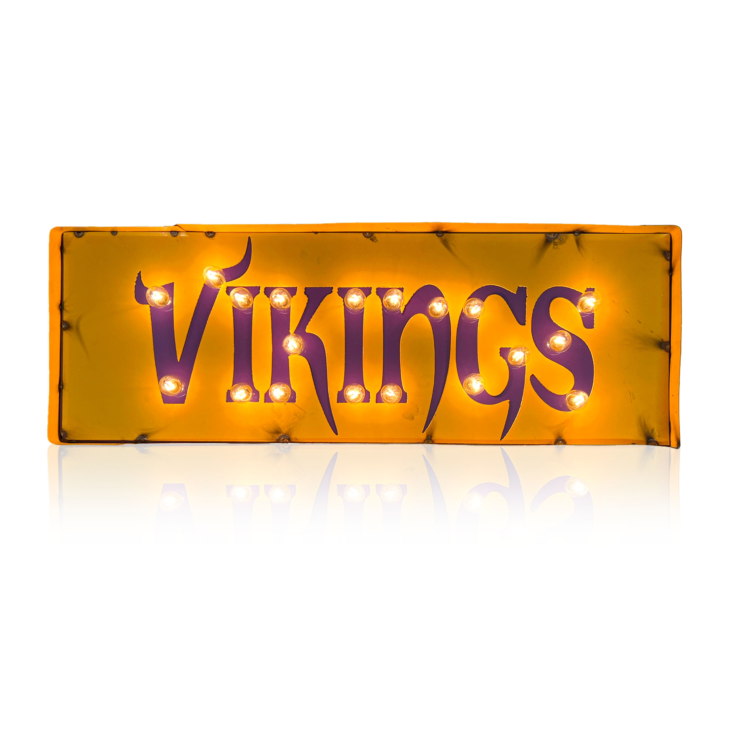 Vikings Lighted Recycled Metal Street Sign NFL 4 Vikings Lighted Recycled Metal Street Sign NFL - Image 4