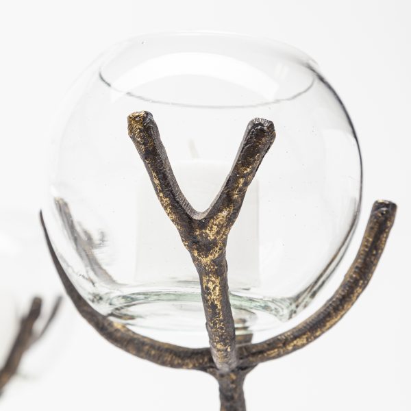 Vine II Distressed Gold Metal Creeper Five Candle Table Candle Holder 3