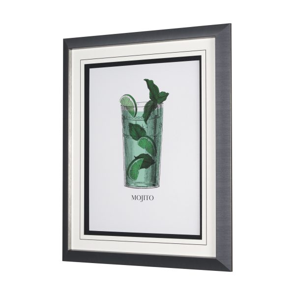 Vintage Cocktails Mojito by Gwen Aspell Hand Embelished Textured Framed Art Print Matted under Glass 2