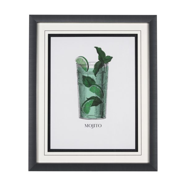 Vintage Cocktails Mojito by Gwen Aspell Hand Embelished Textured Framed Art Print Matted under Glass