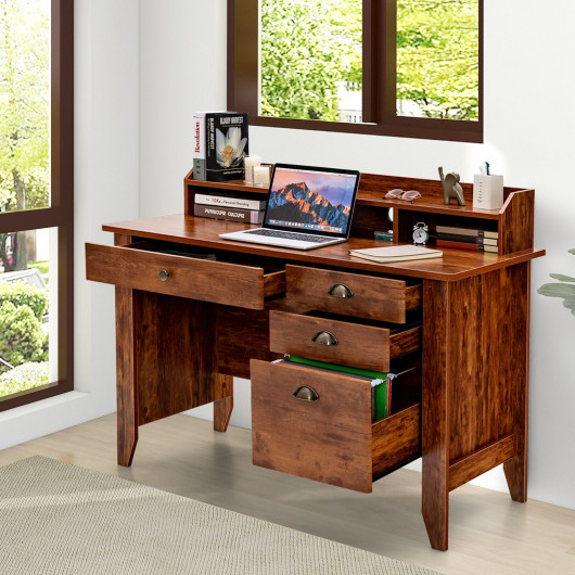Vintage Computer Desk with Storage Shelves and Drawers for Home 23 Vintage Computer Desk with Storage Shelves and Drawers for Home - Image 23
