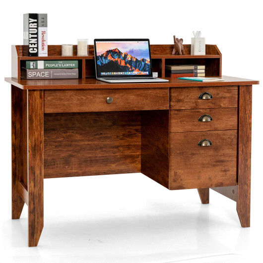 Vintage Computer Desk with Storage Shelves and Drawers for Home 24 Vintage Computer Desk with Storage Shelves and Drawers for Home - Image 24