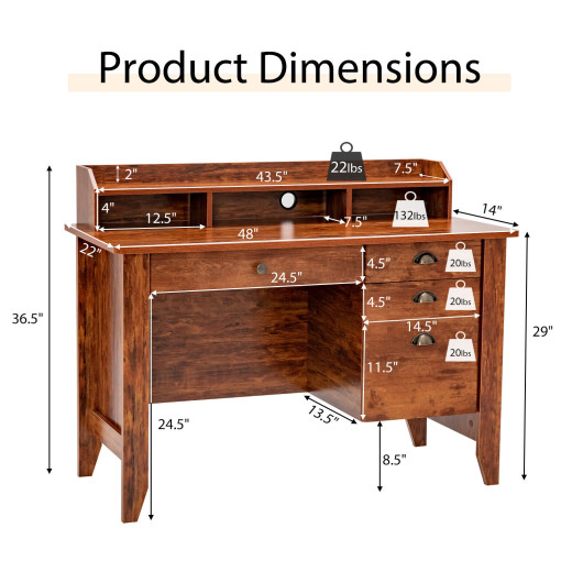 Vintage Computer Desk with Storage Shelves and Drawers for Home 26 Vintage Computer Desk with Storage Shelves and Drawers for Home - Image 26