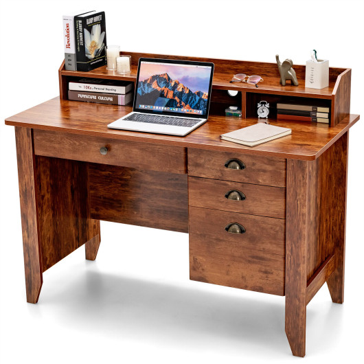 Vintage Computer Desk with Storage Shelves and Drawers for Home 28 Vintage Computer Desk with Storage Shelves and Drawers for Home - Image 28