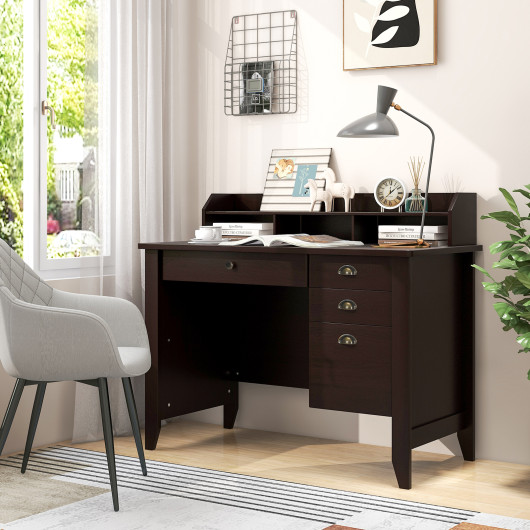 Vintage Computer Desk with Storage Shelves and Drawers for Home 8 Vintage Computer Desk with Storage Shelves and Drawers for Home - Image 8