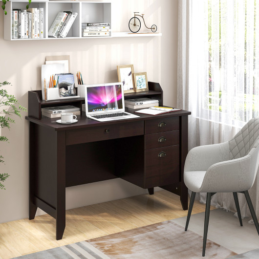 Vintage Computer Desk with Storage Shelves and Drawers for Home 9 Vintage Computer Desk with Storage Shelves and Drawers for Home - Image 9