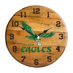 Vintage Eagles Oak Barrel Clock Kentucky Made NFL Licensed