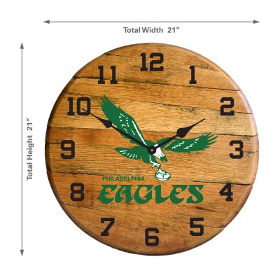 Vintage Eagles Oak Barrel Clock Kentucky Made NFL Licensed