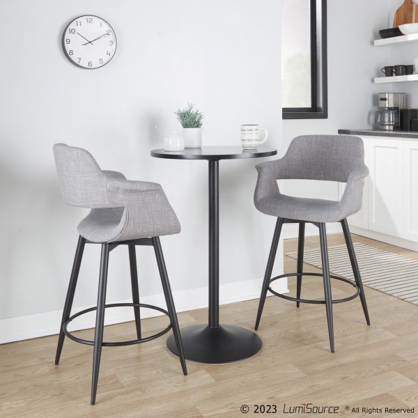 Vintage Flair 26 Mid Century Light Grey Swivel Counter Stools Set of 2 1