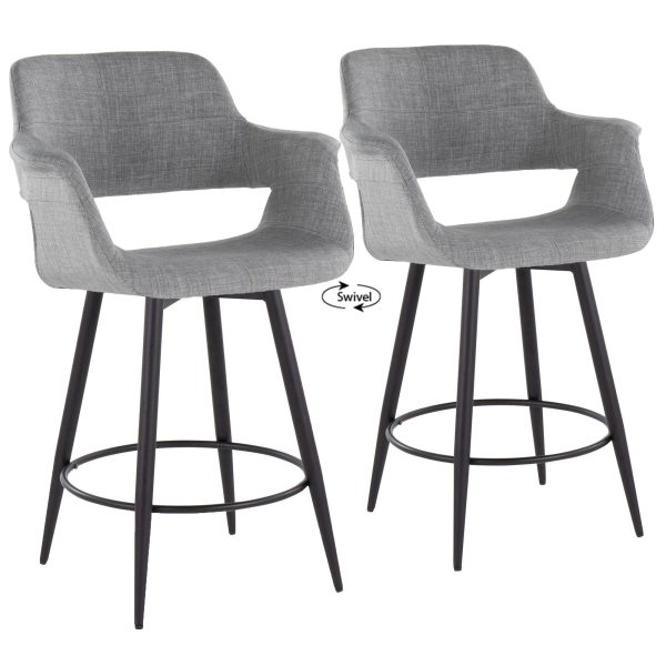 Vintage Flair 26 Mid Century Light Grey Swivel Counter Stools Set of 2 2