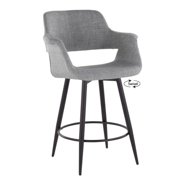 Vintage Flair 26 Mid Century Light Grey Swivel Counter Stools Set of 2 3
