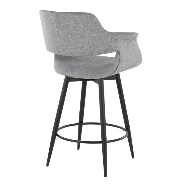 Vintage Flair 26 Mid Century Light Grey Swivel Counter Stools Set of 2 5