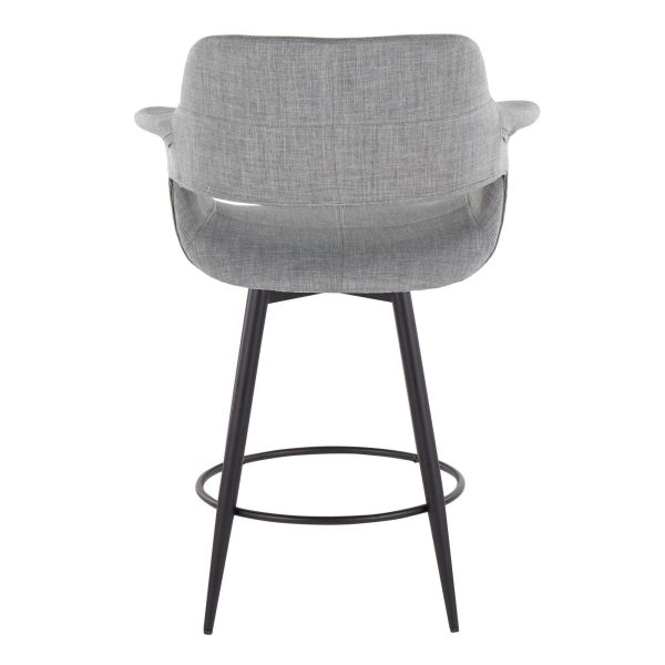 Vintage Flair 26 Mid Century Light Grey Swivel Counter Stools Set of 2 6