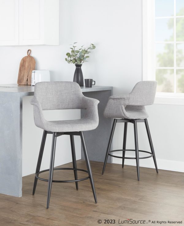Vintage Flair 26 Mid Century Light Grey Swivel Counter Stools Set of 2
