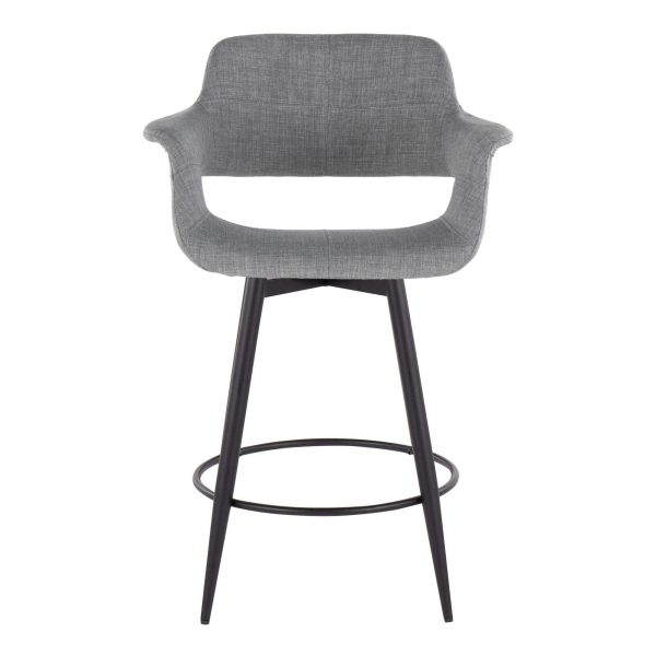 Vintage Flair 26 Mid Century Light Grey Swivel Counter Stools Set of 2 7