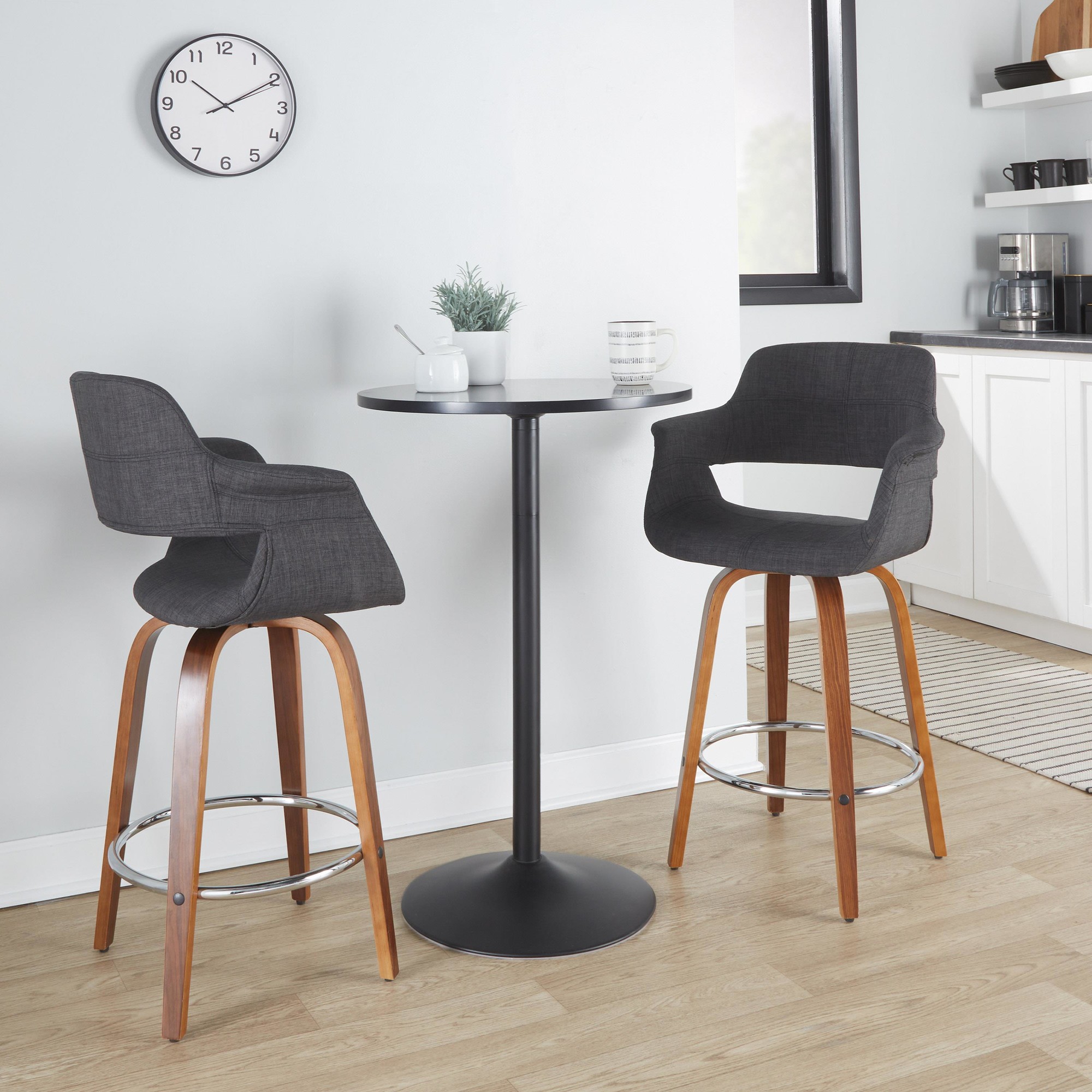 Vintage Flair 26 Mid-Century Modern Charcoal Swivel Counter Stools (Set of 2) 2 Vintage Flair 26 Mid-Century Modern Charcoal Swivel Counter Stools (Set of 2) - Image 2