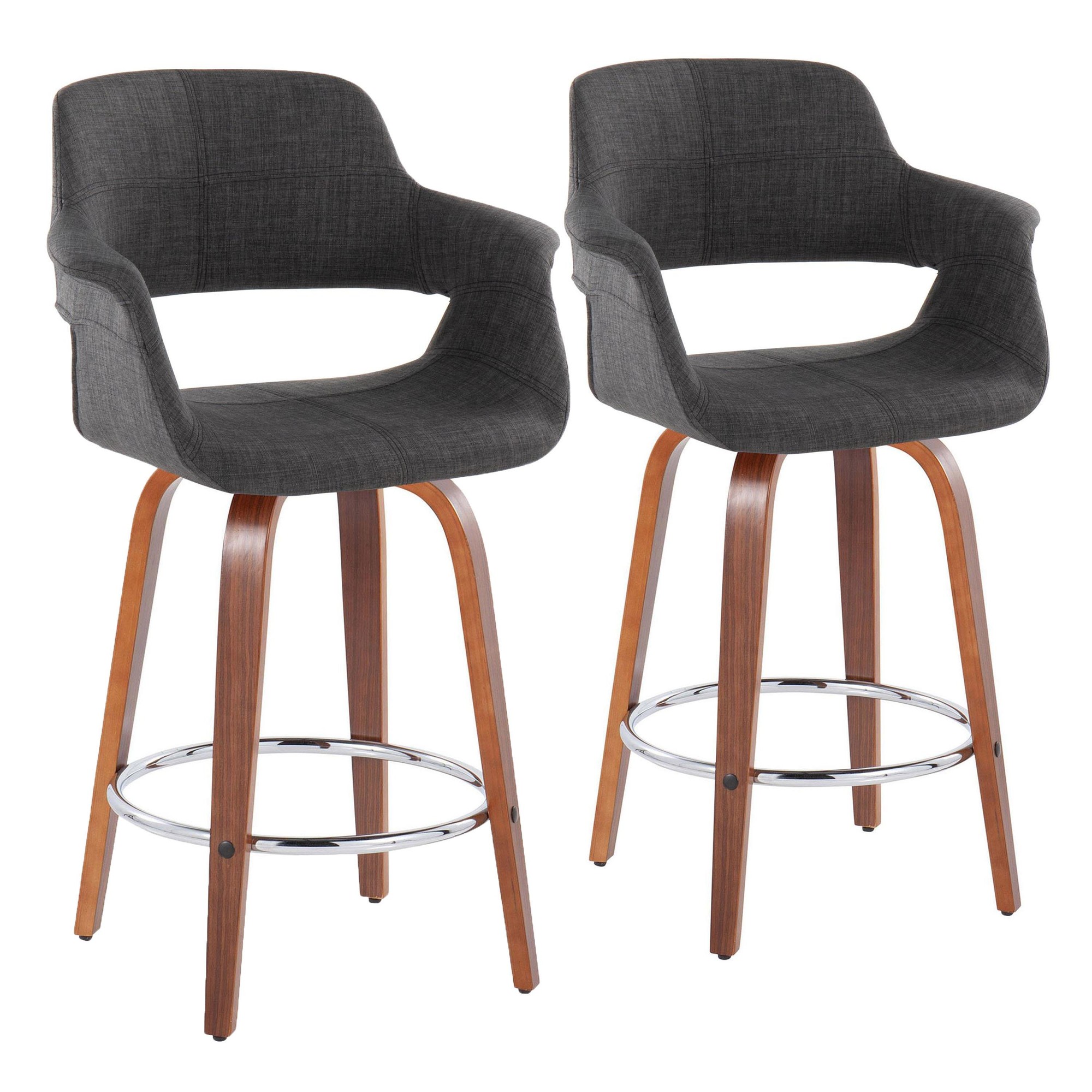 Vintage Flair 26 Mid-Century Modern Charcoal Swivel Counter Stools (Set of 2) 3 Vintage Flair 26 Mid-Century Modern Charcoal Swivel Counter Stools (Set of 2) - Image 3