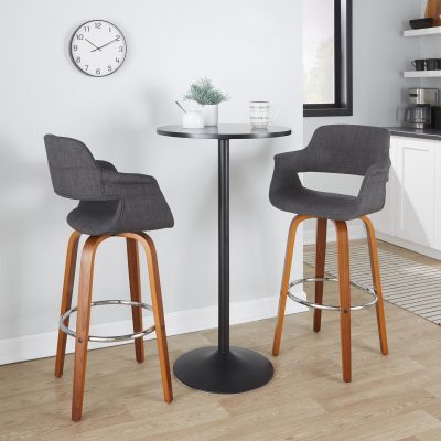 Vintage Flair 30 Mid-Century Modern Charcoal Barstools (Set of 2)