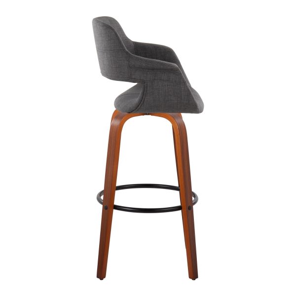 Vintage Flair 30 Mid Century Modern Charcoal Swivel Barstool Set of 2 2