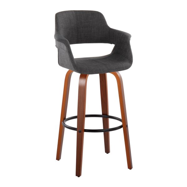 Vintage Flair 30 Mid Century Modern Charcoal Swivel Barstool Set of 2 4