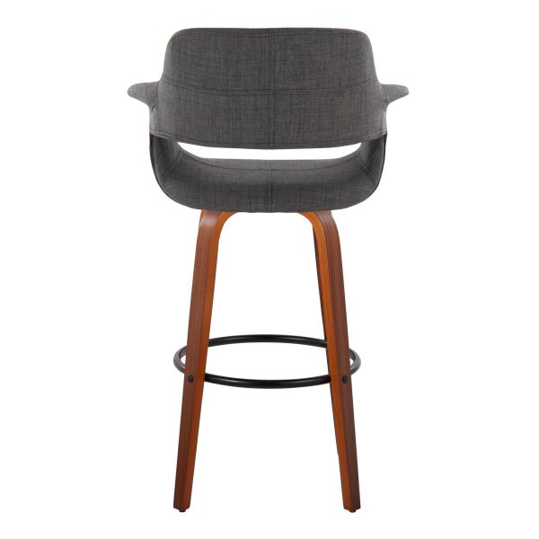 Vintage Flair 30 Mid Century Modern Charcoal Swivel Barstool Set of 2 7
