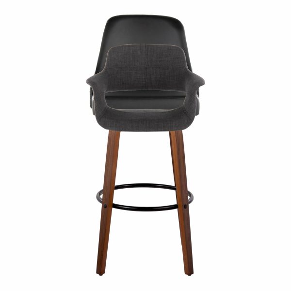 Vintage Flair 30 Mid Century Modern Charcoal Swivel Barstool Set of 2 8