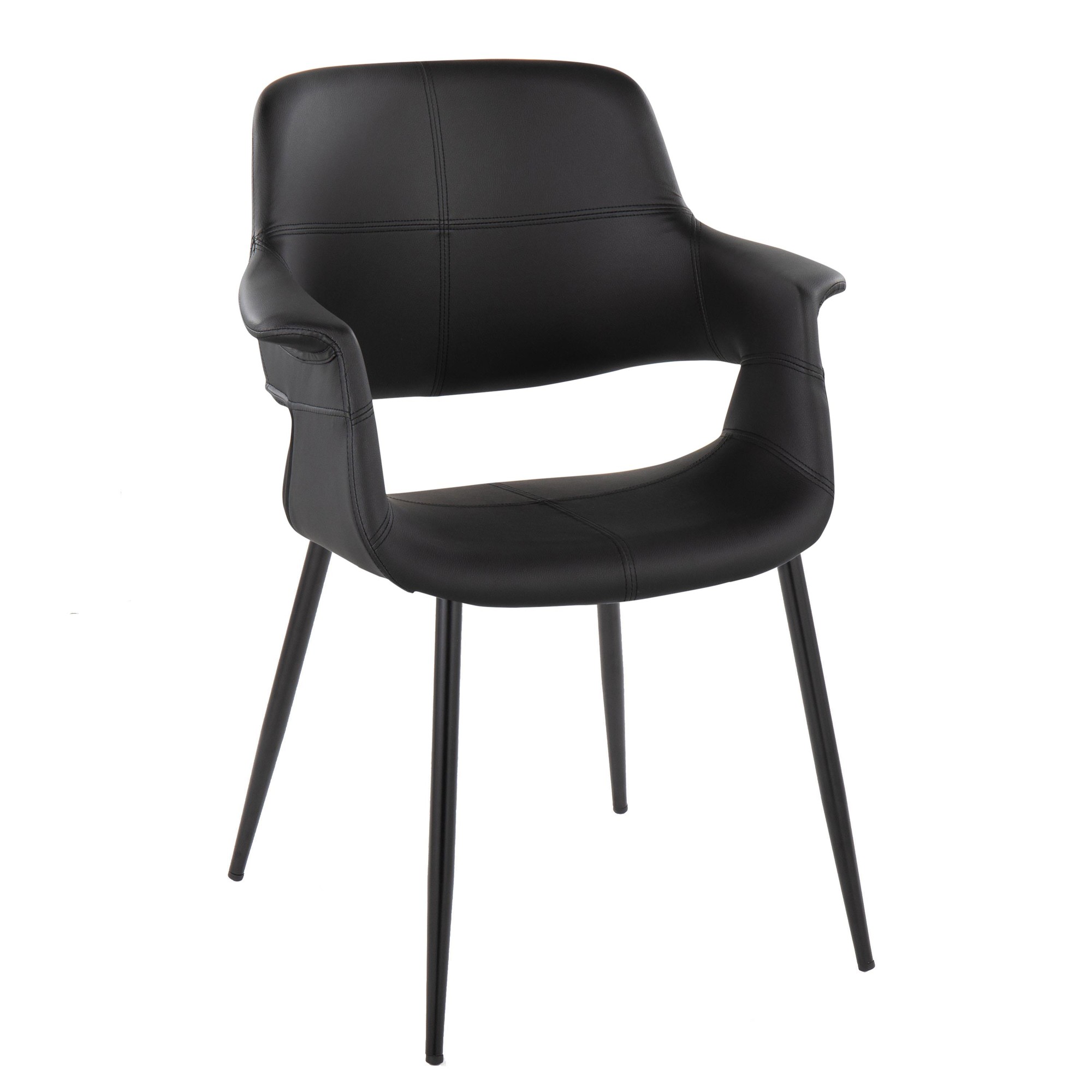 Vintage Flair Black Faux Leather Glam Chairs (Set of 2) 4 Vintage Flair Black Faux Leather Glam Chairs (Set of 2) - Image 4