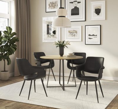 Vintage Flair Black Faux Leather Glam Chairs (Set of 2)