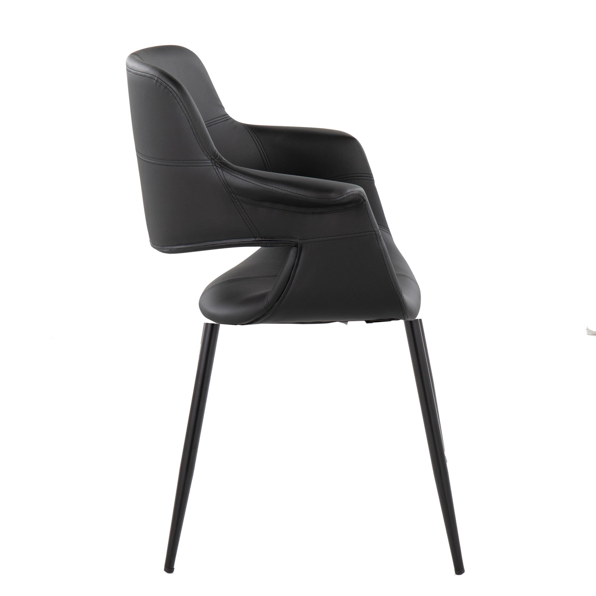 Vintage Flair Black Faux Leather Glam Chairs (Set of 2) 7 Vintage Flair Black Faux Leather Glam Chairs (Set of 2) - Image 7