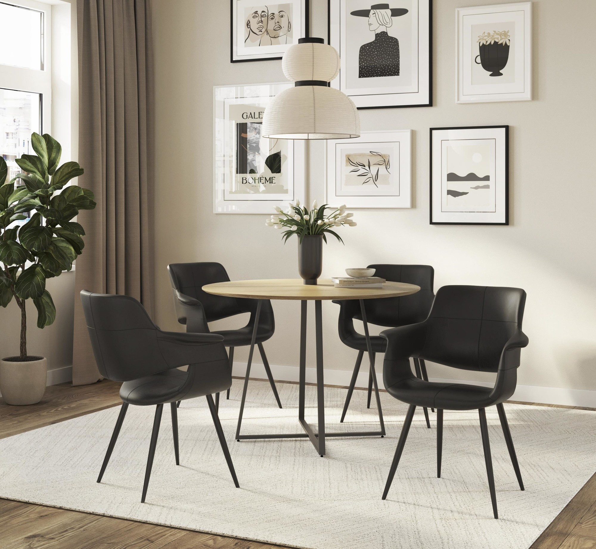 Vintage Flair Black Faux Leather Glam Chairs (Set of 2) 1 Vintage Flair Black Faux Leather Glam Chairs (Set of 2)