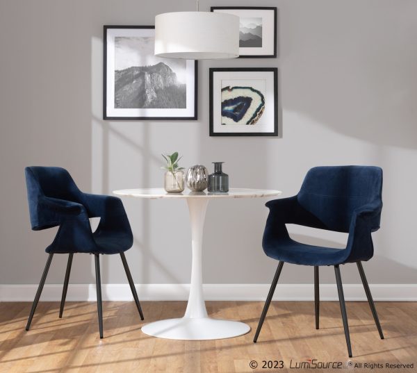 Vintage Flair Black Metal Blue Velvet Art Deco Chairs Set of 2 1